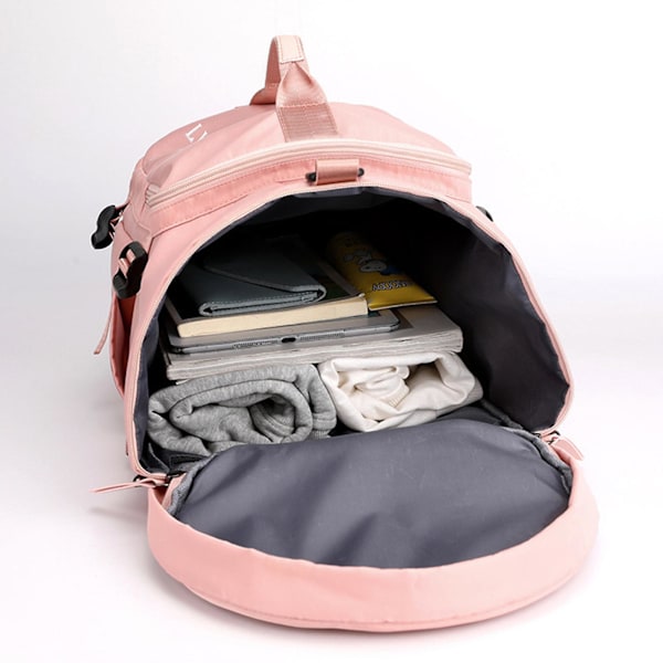 Gym Bag for Kvinner Sports Duffel Bag Reise Ryggsekk Weekend Overnight Bag med Sko-rom Light Pink
