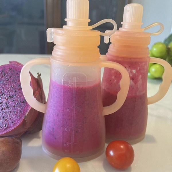 Gjenbrukbar Matposefyller for Spedbarn Babymat Puree Maker Klem Mat Oppbevaringspose Multifunksjon Oransje Orange