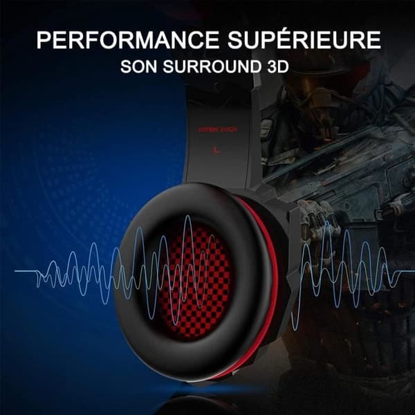 AUDBURN Støyreduserende Gaming Headset - ABURNUDREY - Rød - Surroundlyd - Støyreduserende Mikrofon - Kablet