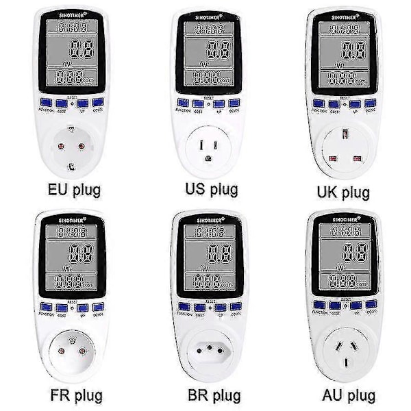 Strømmåler for strømforbruk UK/EU/AU-plugg - Wattmåler, kWh-analysator, stikkontakt AU Plug