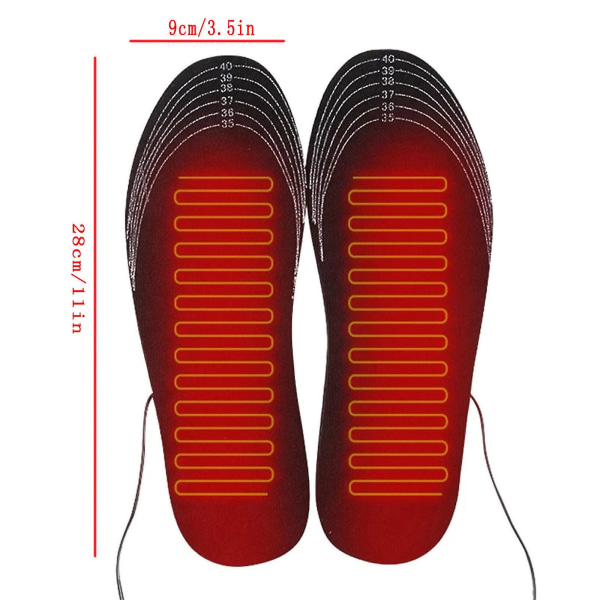1 pari lämmitettyä pohjallista Sähköpehmusteet Unisex jalkojenlämmittimet USB ladattavat kengät