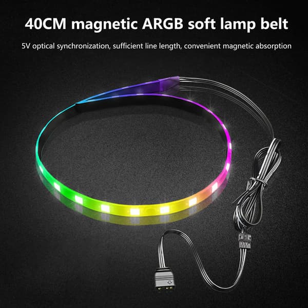 COOLMOON LED lysstrimmel magnetisk 40cm PC computerkasse RGB lysbjælke med 4Pin RGB/5V ARGB