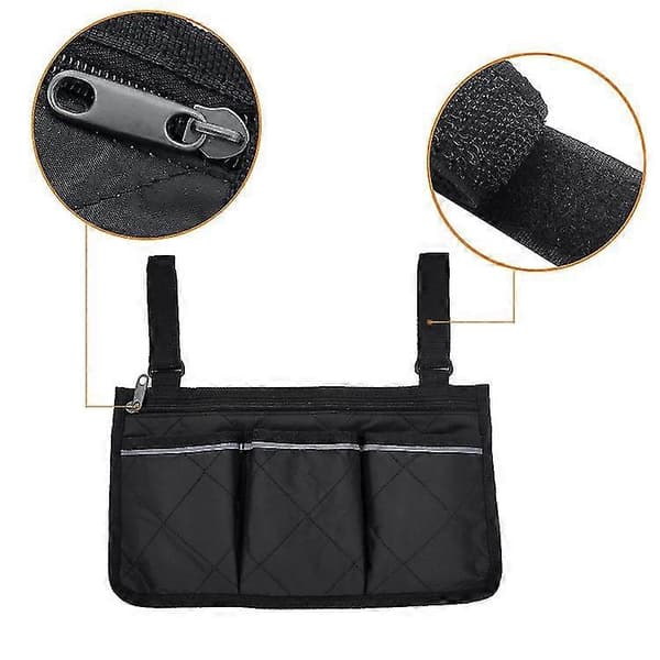 Rullestolveske med lommer, Universal Vanntett Armlene Sideveske Rullestol Side Organizer Oppbevaringsveske Armlenepose, 1 stkD- blue