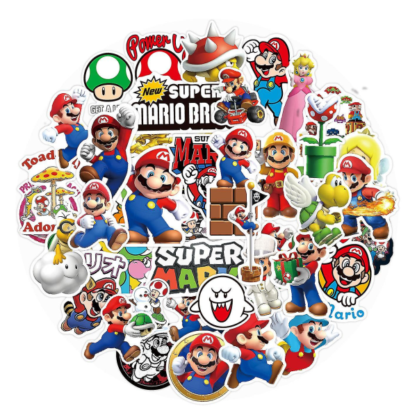 100 stk Super Mario-klistermærker, anime-klistermærker tegneserievandtætte klistermærker
