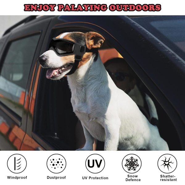 Googles til hunde, Ownpets hunde briller UV-beskyttelse briller snebeskyttelse vindbeskyttelse støvbeskyttelse med justerbar rem