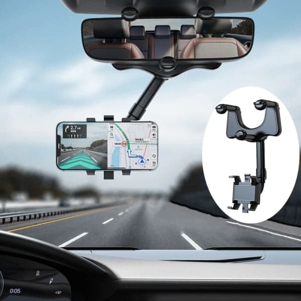 Bak spejl telefonholder til bilmontering telefon GPS-holder sort