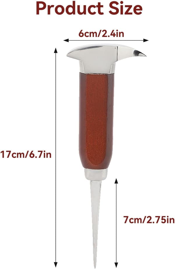 Ispikk 17 cm, Ispikk for bar, Ispikk for fryser, Ishammer i rustfritt stål med trehåndtak