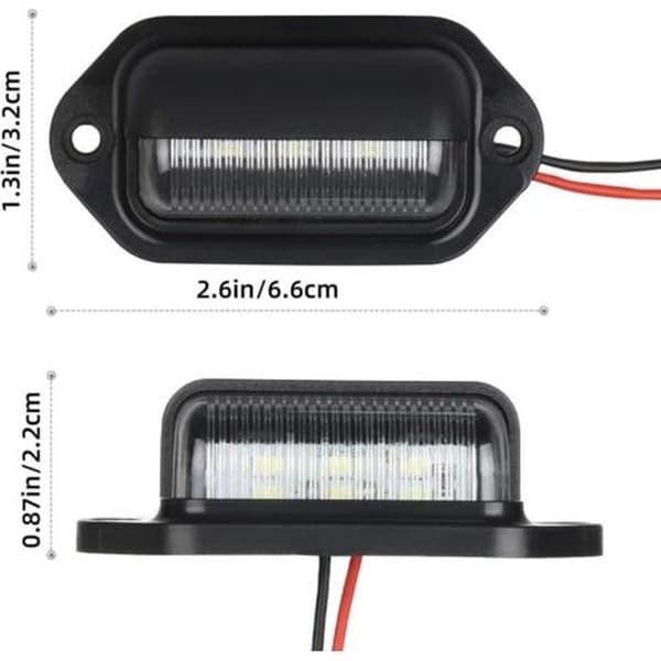 2 STK LED Nummerpladelys, IP65 Vandtæt, 6 SMD Hvid, 12V/24V, til Lastbil og Trailer, 66mm Længde