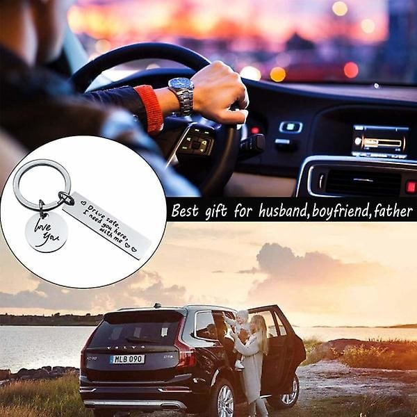 Avaimenperä \"Aja varovasti\" Ruostumaton teräs Hopea