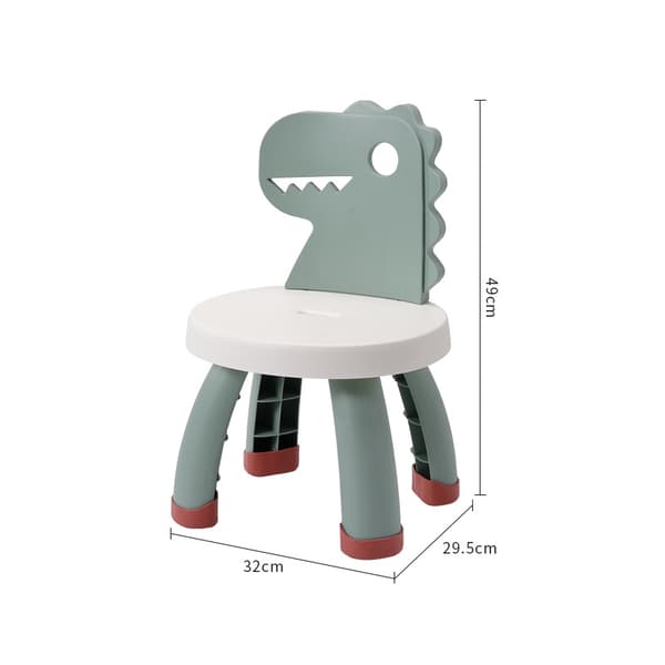 Plastik Dinosaur Stol til Børn, Holdbar, Skridsikker Ergonomisk Design, til Aldre 2+ (Grøn)