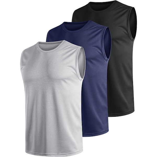3 st Tank Top för Män Gym Ärmlös Löpning Snabbtorkande Andningsbar Herr Västar Multipack