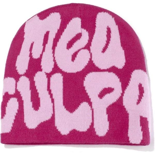 Beanies, bogstaver Print Beanies Mea Y2k Beanies, hat til kvinder mænd, slouchy beanies og strikkede beanies til unisex (sort og hvid) blue orange