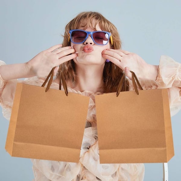 Presentpåse - Presentinslagning - 10 st - 32*28*11.5 cm - Presentpåse - Påse - Papper - Till jul, födelsedagar, fester - Pappersbärkasse