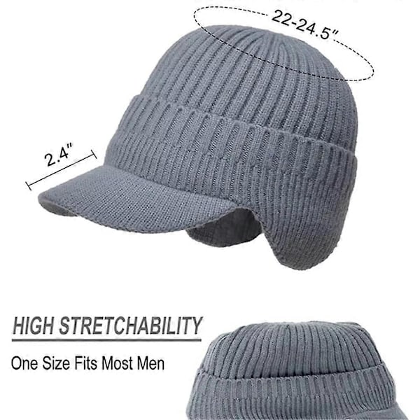 Proposition Stickad Mössa, Elastisk Varmt Öronskydd Stickad Mössa Dark blue With Plush Lining