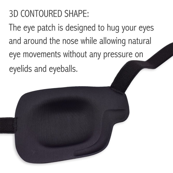 Ögonlapp för vänster öga 3D med kardborreband Svart Svart