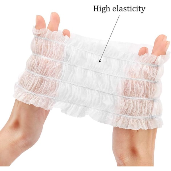 100 st Engångs elastiska hårinpackningar Mjuka icke-vävda pannband Hudvård Hårtillbehör för spasalongsmakeup, vit