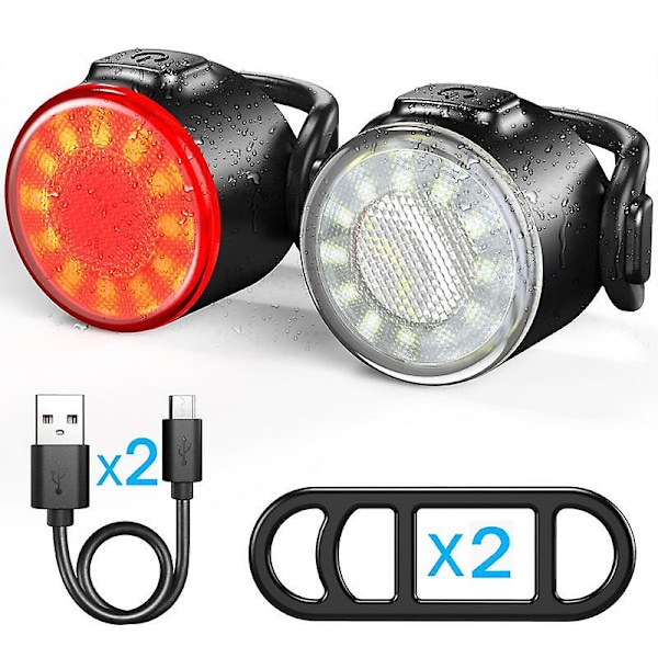 LED Sykkellys Foran og Bak TYPE-C Ladbar Vanntett Sykkellys C and D