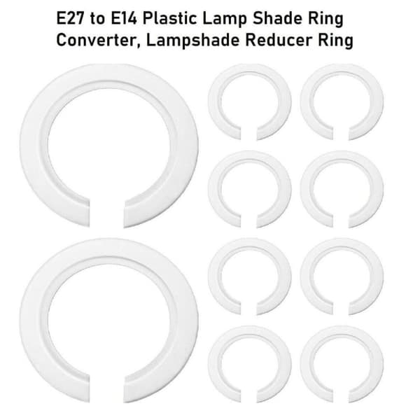 Reduseringsringer for lampeskjerm, adapter for lampeskjermring, lampeskjermholder