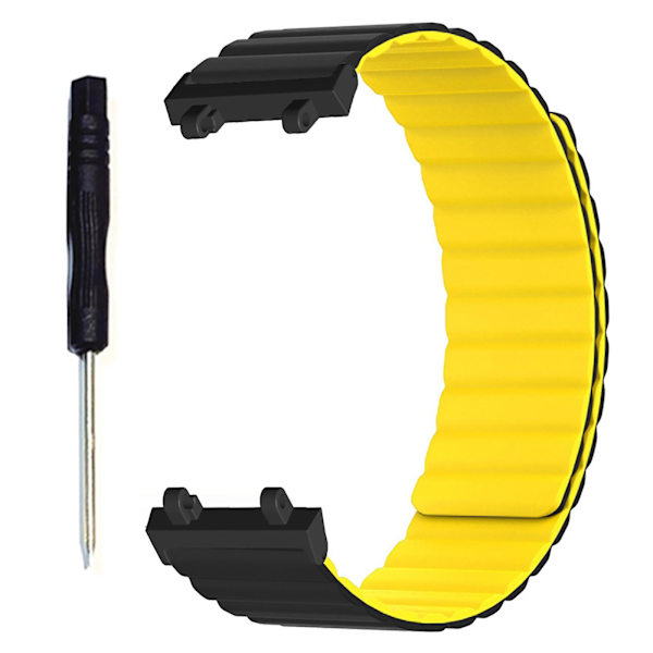 Hållbart armband för Amazfit T-rex 2, droppsäkert, svettsäkert, magnetiskt Black and yellow