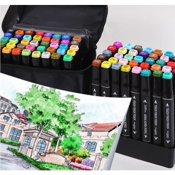 40-pack - Markeringspennor med fodral - Dubbelsidig - Flerfärgade pennor
