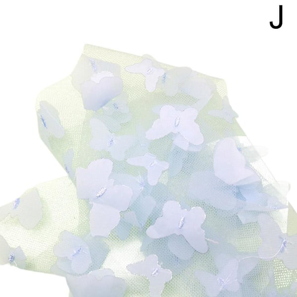 3D Fjärils Spets Tyg Gradient Rosa Blå Tulle Tyg Regnbåge Mesh Tyg Light Blue