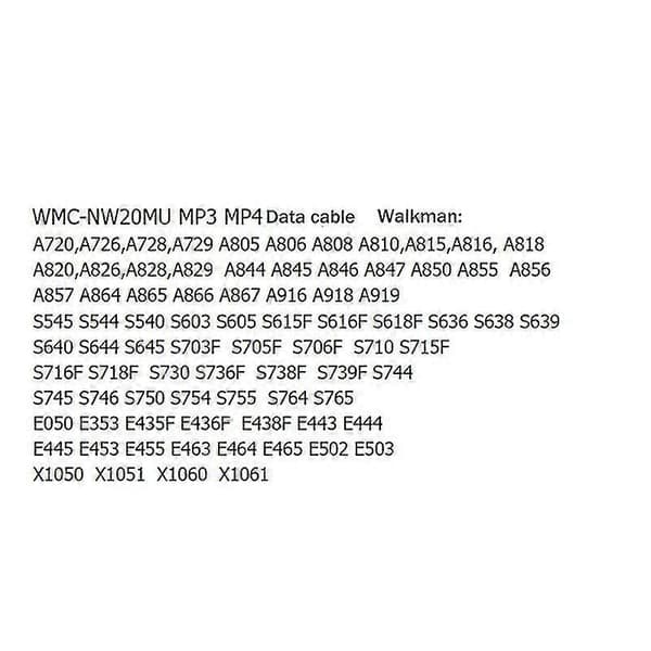 -NW20MU USB-kabel Data Pour för MP3 MP4 Walkman NW NWZ Typ (1.25M)