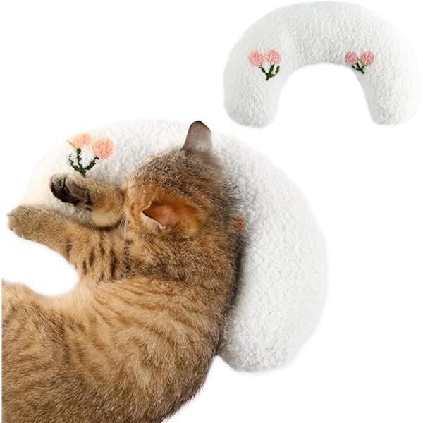 Kattkudde Mjuk Leksak Katt Lugnande Kudde för Hundångestlindring Valp Kramande Kudde Nacke U-formad Kudde Hundbädd Kudde Sov Förbättra -vit