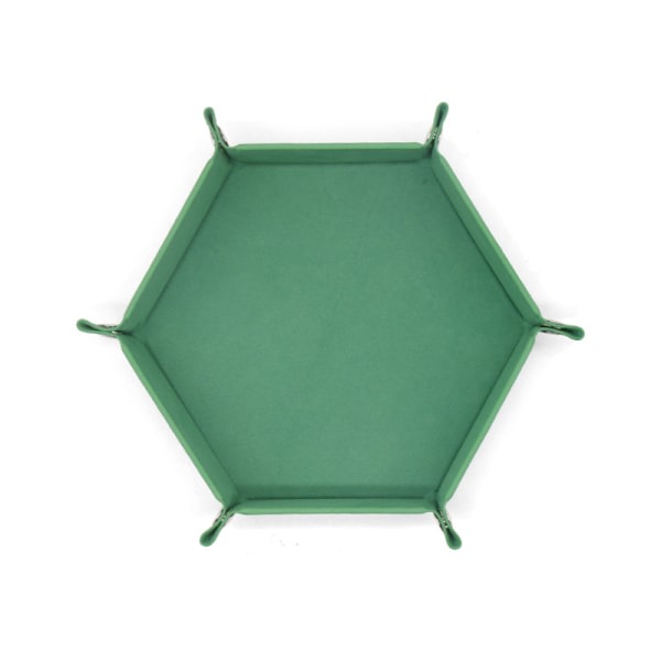 Tärningsbricka i läder, hopfällbar tärningsbricka i hexagonform, lämplig för tärningsspel Green
