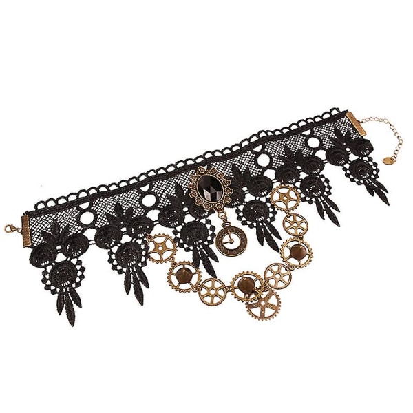 Vintage spets gotisk Steampunk krage Choker hänge halsband Charm smycken gåva