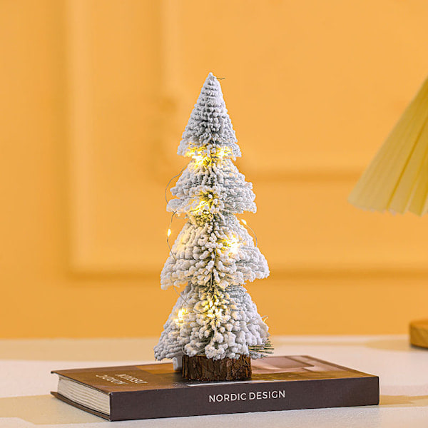 Ny Flockad Cedertree i Tornform - Julgransdekoration för Skrivbord - Juldekorationer - Miniatyr Tall 25cm