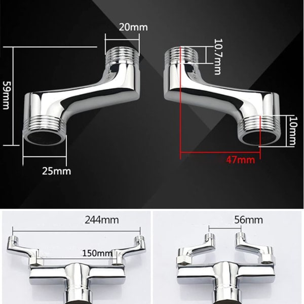 Kyynärpääsuihkun pesuallas kyynärpääliitin, messinkinen kyynärpäävähenninliitin, säädettävä kääntövarsi, seinäkiinnitteinen kyynärpääliitin, 1/2 3/4 liitäntä, kromi