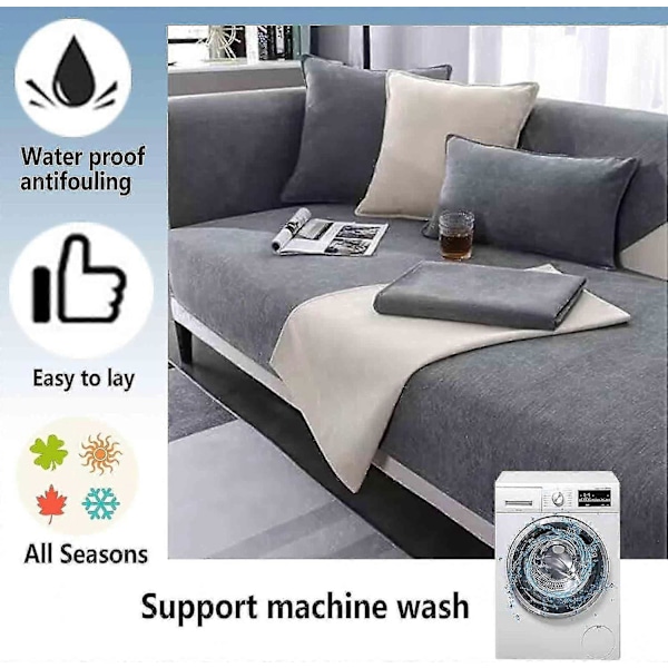 Halksäker Vintage Soffa Skydd Filt - Soffa Skyddande Överdrag Dark Grey 70x150cm
