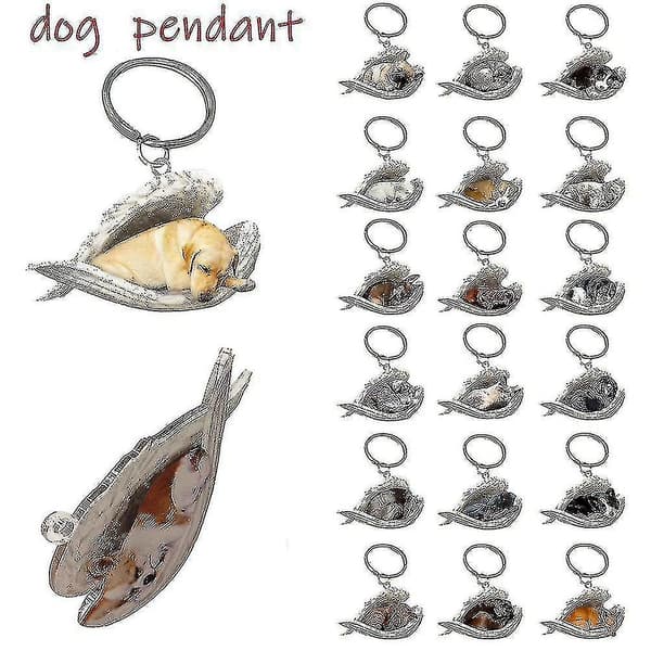 Hængende Ornament Nøglering Sød Sovende Engel Hundevinge Vedhæng Hundegave Cat Puppet