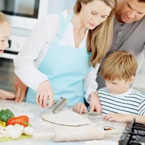 Deigrulle, pizzadokker i rustfritt stål, pizzakjevle, rask deigrulle, kjevle
