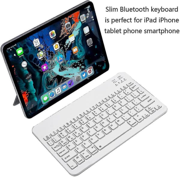 Bluetooth-tangentbord, Ultratunt Uppladdningsbart Trådlöst Bluetooth-tangentbord För Ios, Android, Windows Och Mac Kompatibelt Med Ipad, Ipad Pro, Iphone 10 inch White