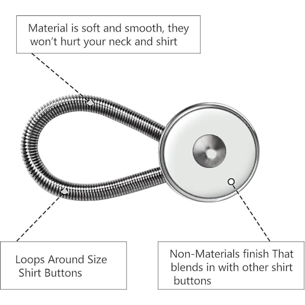12 stk. Krageforlængere Elastiske Knapper Forlænger Krageforlængere Til Mænds Skjorter Manschetter Kjole Bukser