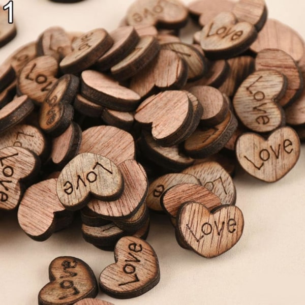 Rustik træ 100 stk træ kærlighed hjerte stjerner bryllup bord scatter dekoration håndværk