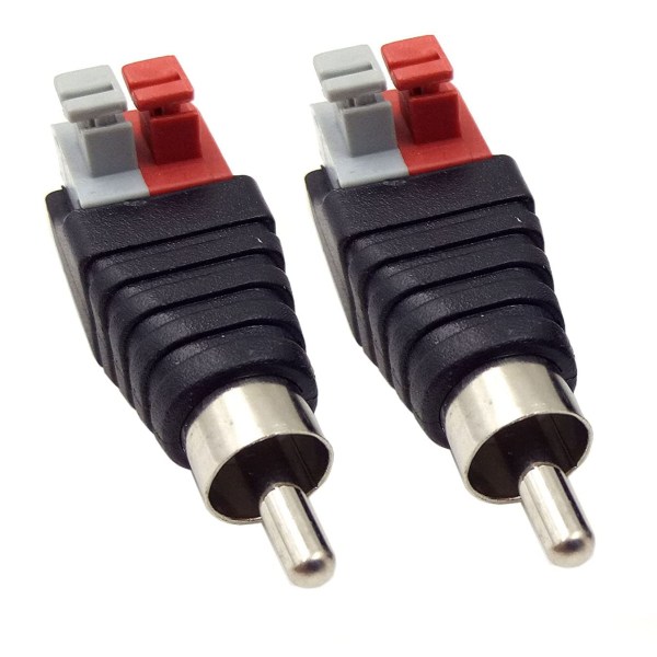 2-pack högtalare Phono RCA hane till 2 skruvterminal hona remsa Audio Video Fjäder Press Typ Balum Connector Adapter (RCA M/AV F)