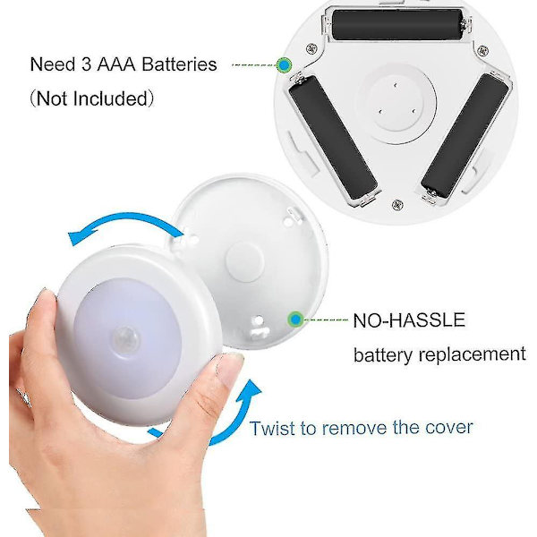 Rörelseaktiverad lampa, LED-sensor nattlampa, (3 st, varmvit)