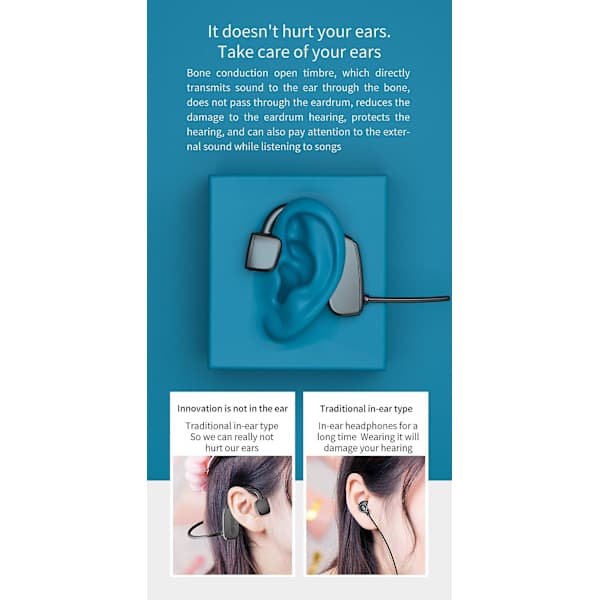 G2 Benlednings Bluetooth Headset Hängande Öra Sport Stereo TWS Kort Bluetooth Headset (Svart)