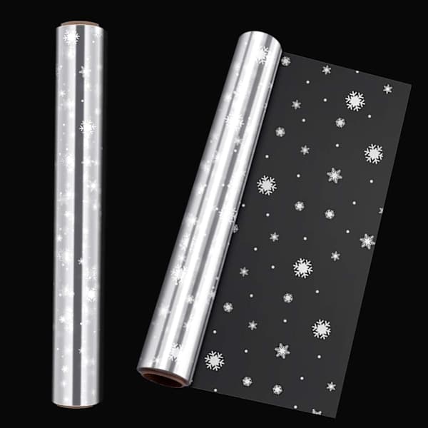 Klar cellofanförpackning med snöflingor 2,5 mm tjock