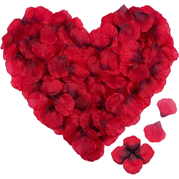 4000 kpl ruusun terälehtiä, tekosilkkikukkia terälehtiä romanttisia koristeita, emulointiruusun terälehtiä hääkoristeluihin, ystävänpäivä (tummanpunainen)