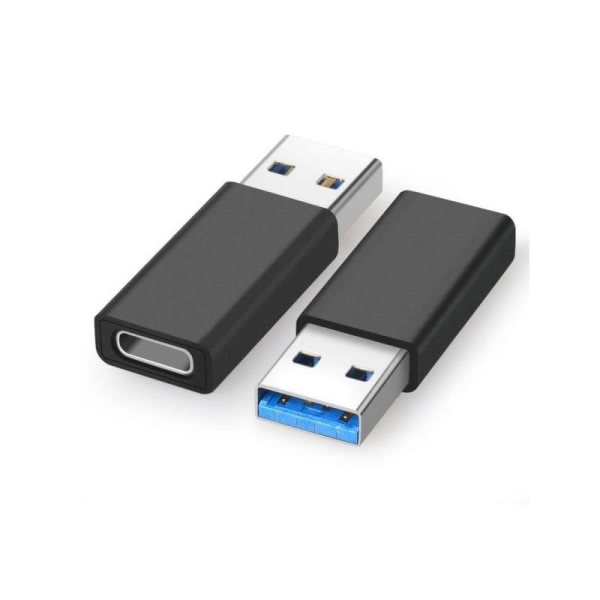2-PACK USB-C til USB-A Adapter USB 3.0 Sort