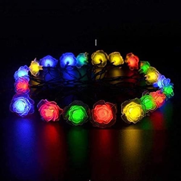 Solcelled Julebelysning, 30 Vandafvisende LED Rosehave Dekorationer Colourful