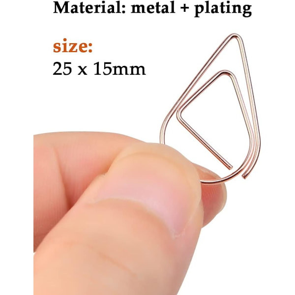 N/A 100 stk. Papirklips, Rosenguld Papirklips, Små Metal Papirklips, Vanddråbe Papirklips, Vanddråbe Formet Papirklips til Bog, Memo, Papir