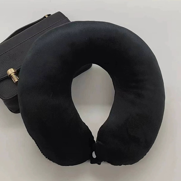 Resekudde Memory Foam Nackkudde för Resor Stödkudde Lyxig Kompakt Lättvikt Snabbpack för Camping Sovande Vilokudde Black