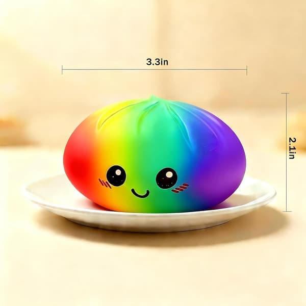 Dumpling Squishy-leke, myk stressavlastende squishy-leke i melstil (fargerik)