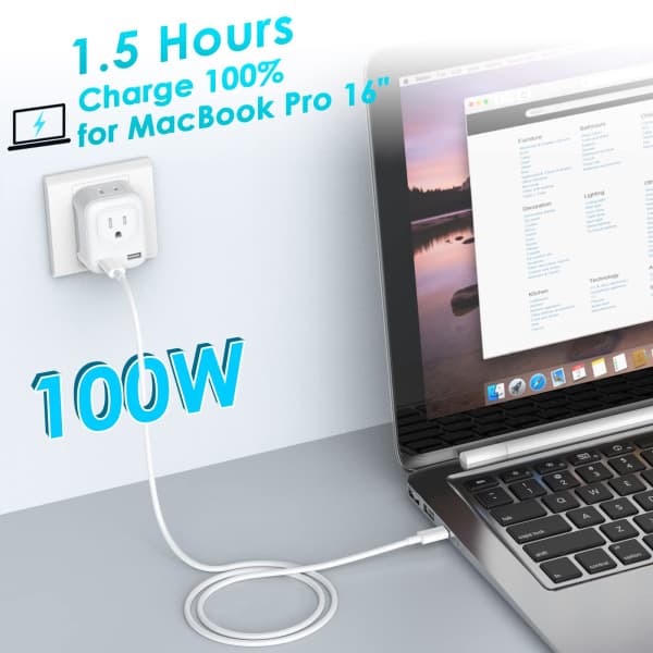 1M USB-C-laddningskabel för iPhone/Samsung (USB-C till USB-C)