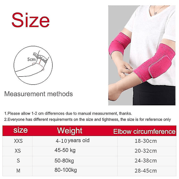 Elastiske Albuenbeskyttere Tykk Svampe Albuen Knebeskyttere Vakt Basketball Volleyball Sport Armhylse Pute Voksne Barn 2pcs pink XS