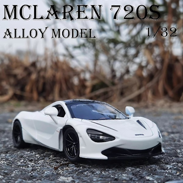 1:24 Diecast-malli McLaren 720S: Sinkkiseosauto, koristeellinen, miniatyyriajoneuvo lapsille, poikaystävälle, nuorille, lahja - Ya White